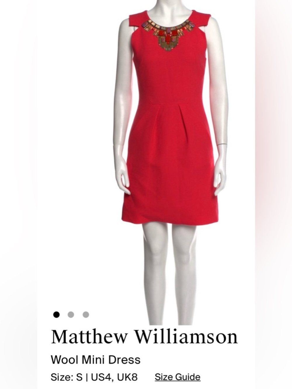 Matthew Williamson Red Mini Dress with Jewel Collar
